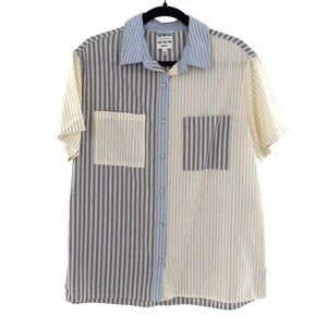 Aerie Nautical Shirt Women S Blue Yellow Cruise Casual Beach Coastal Resort NWOT